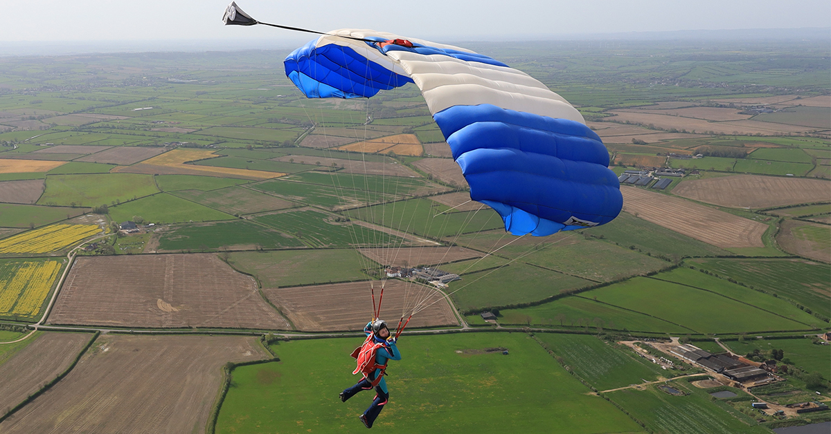 Lone diver parachuting down.