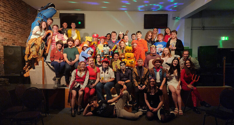 University students pose at a party