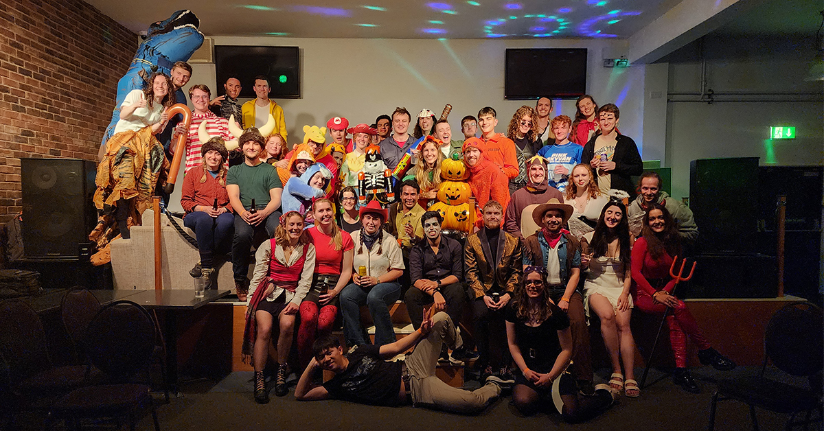 University students pose at a party