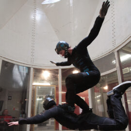 Nik Daniel and Brianne Thompson of AXIS Flight School show off, a little bit