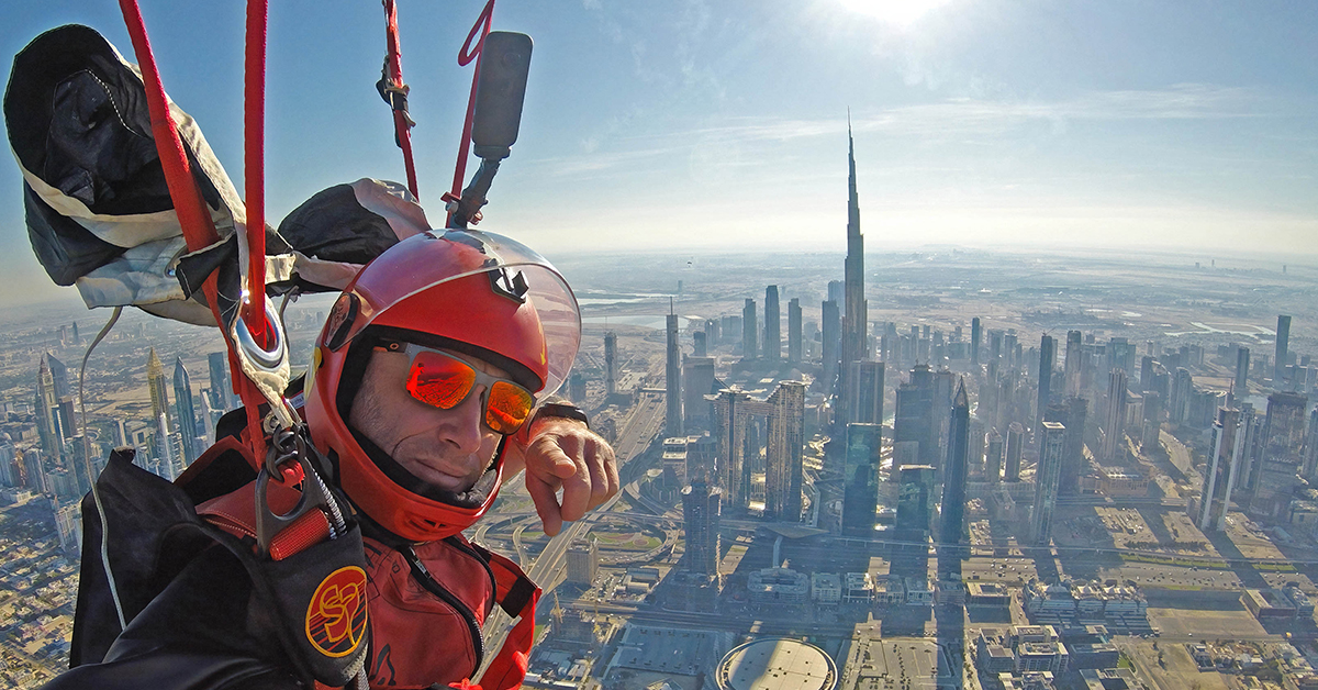Andy Ford overlooking a city from the sky