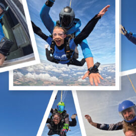 Collage of tandem jump photos.