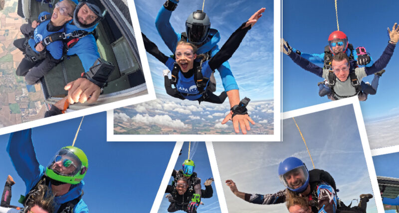 Collage of tandem jump photos.