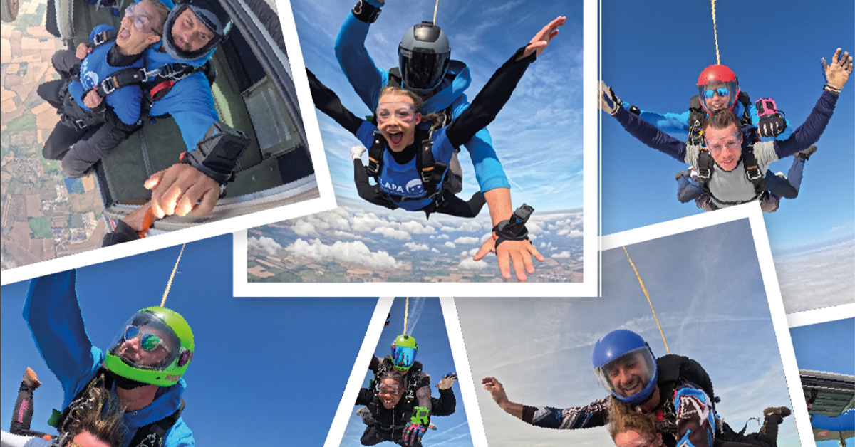 Collage of tandem jump photos.