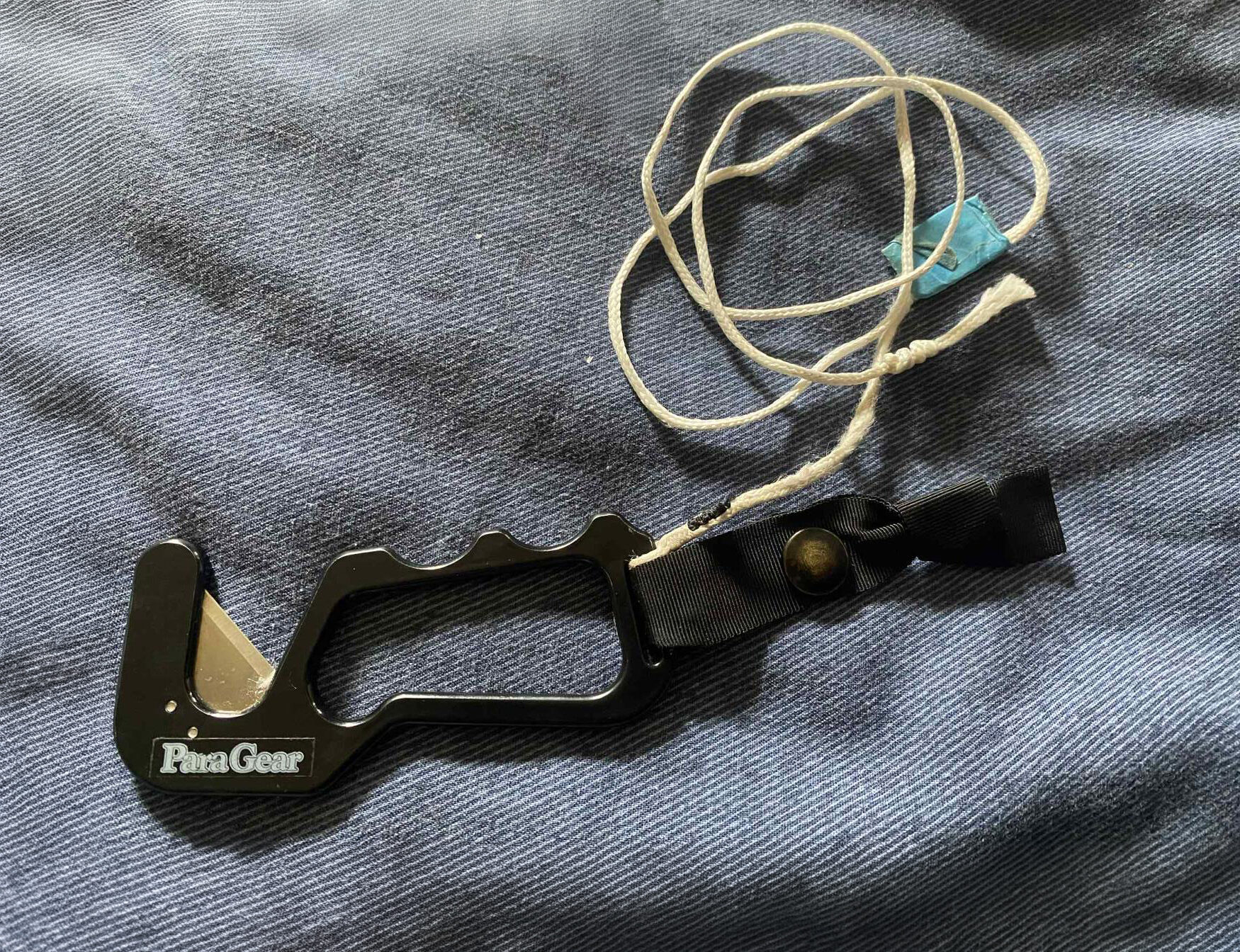 The lanyard and hook knife that saved Adrian's life.