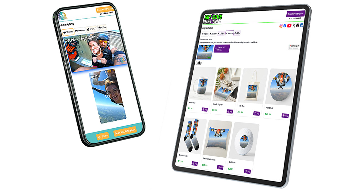 FreeFlyFilms results on a phone and a tablet.