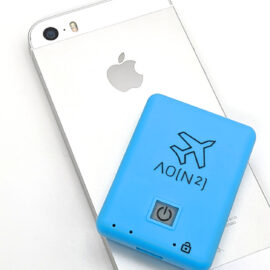 A blue Brilliant Pebble altimeter.